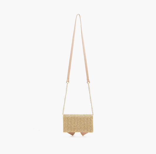 DREAMS BLUSH STRAW WALLET CROSSBODY WITH BOW