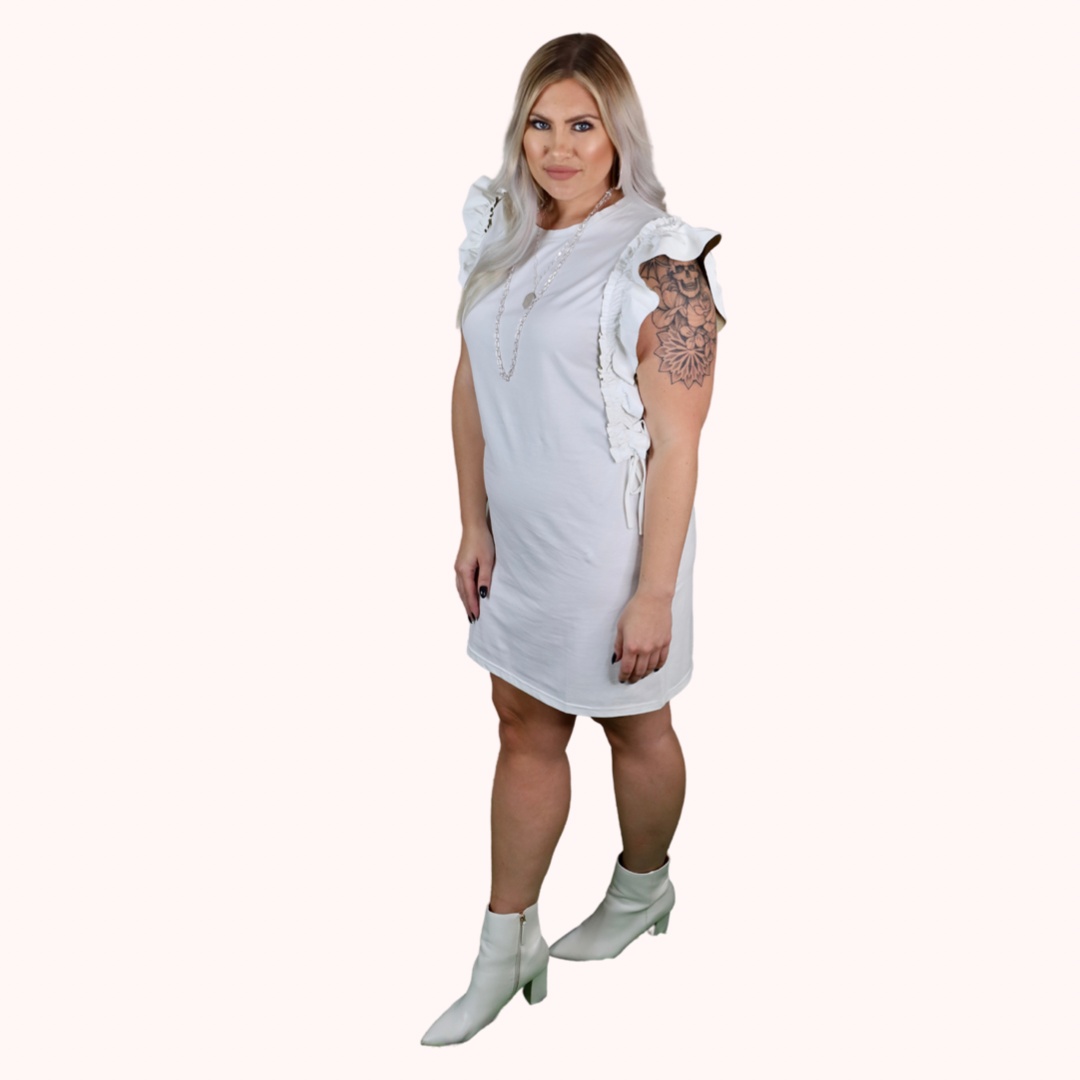 APRIL SHIRT DRESS WITH FAUX LEATHER SLEEVES