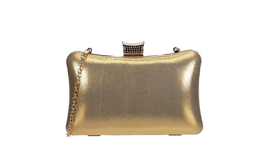 CRYSTAL BLING CURVED CLUTCH WITH CHAIN