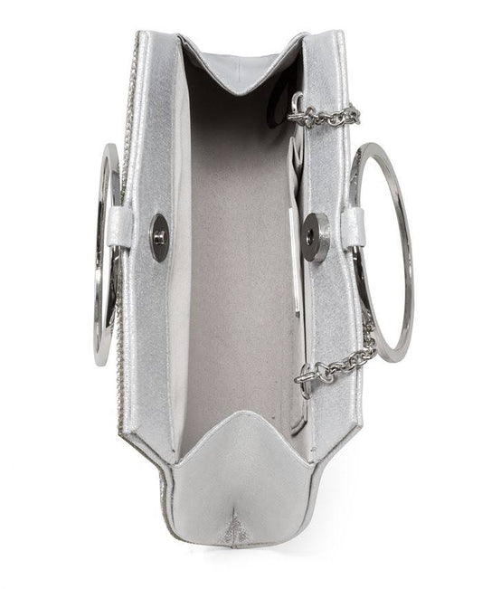SILVER BANGLE RHINESTONED CLUTCH