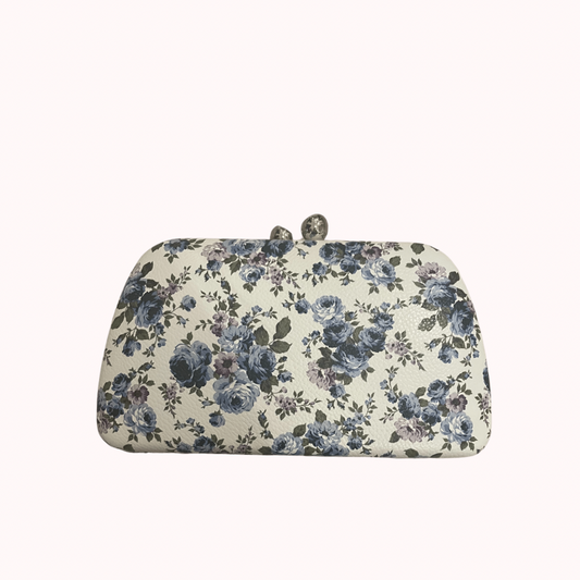 FLORAL FAUX LEATHER HARD CLUTCH