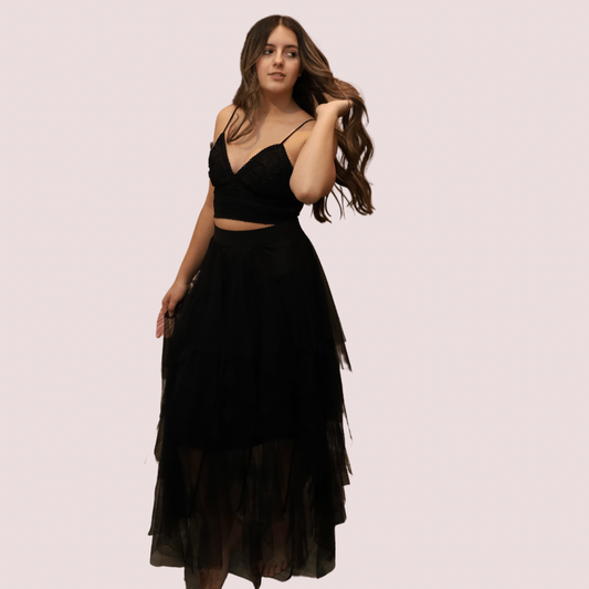 LAELYNN TIERED RUFFLED TULLE SKIRT