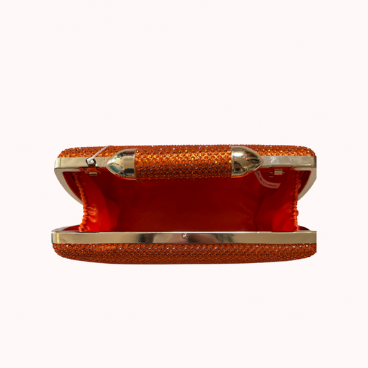 ORANGE RHINESTONED EVENING CLUTCH