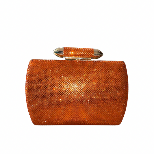 ORANGE RHINESTONED EVENING CLUTCH