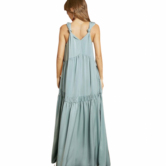 KRISTIN SHIRRED FLOWY MAXI DRESS