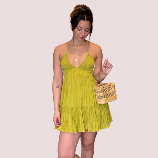 LEXY SELF TIE HALTER MINI SUN DRESS