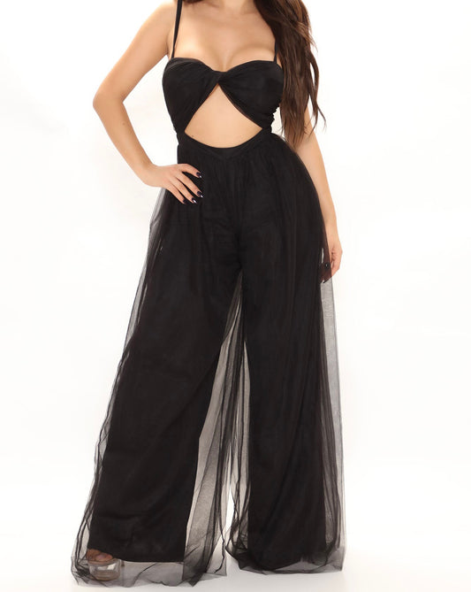 TRINITY ONE PIECE CUT OUT TULLE JUMPSUIT