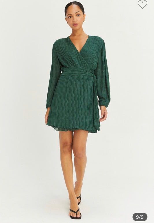 ZAYAH LONG SLEEVE WRAP MINI DRESS